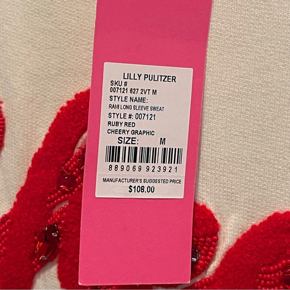 Lilly Pulitzer Rami Sweatshirt Cheery Size M - Picture 3 of 7